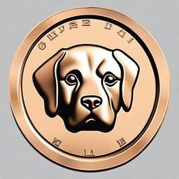 Generate an image of a bronze coin with the face of a dog on it