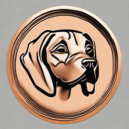 Generate an image of a bronze coin with the face of a dog breed called 'Dog' on it