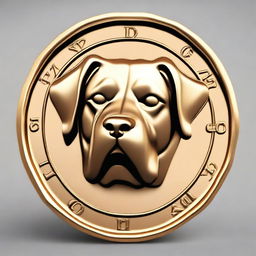 Generate an image of a bronze coin with the face of a dog breed called 'Dog' on it