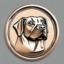 Generate an image of a bronze coin with the face of a dog breed called 'Dog' on it