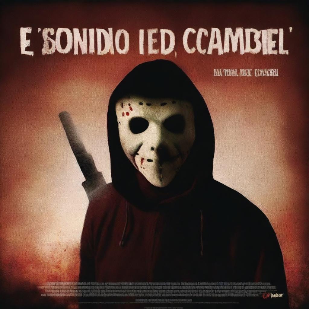 Create a horror slasher movie poster titled 'El sonido del cascabel'