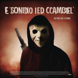 Create a horror slasher movie poster titled 'El sonido del cascabel'