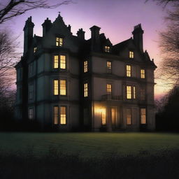 Create a chilling murder mystery scene set in an old manor