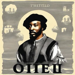 Create a poster for the theatrical play "Othello" by William Shakespeare in a historical and fantastic style