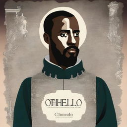 Create a poster for the theatrical play "Othello" by William Shakespeare in a historical and fantastic style