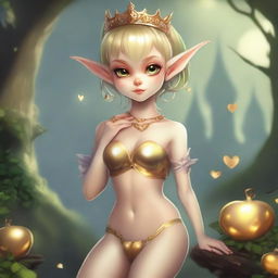 Create an image of a cute goblin girl in a fantasy setting