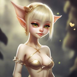 Create an image of a cute goblin girl in a fantasy setting