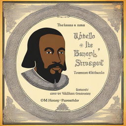 Create a poster for the theatrical play "Othello" by William Shakespeare in a historical style, incorporating details from the book and manuscripts