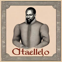 Create a poster for the theatrical play "Othello" by William Shakespeare in a historical style, incorporating details from the book and manuscripts