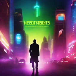 Create a dynamic and eye-catching movie poster with a futuristic cityscape in the background and a silhouette of a mysterious hero in the foreground