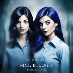 Generate a mystery/thriller book cover featuring two twin sisters who don't look exactly alike but bear some resemblance