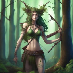 Generate an image of a dryad, who is also a drug dealer