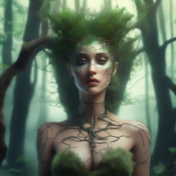 Generate an image of a dryad who is a drug dealer