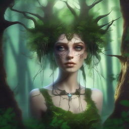 Generate an image of a dryad who is a drug dealer