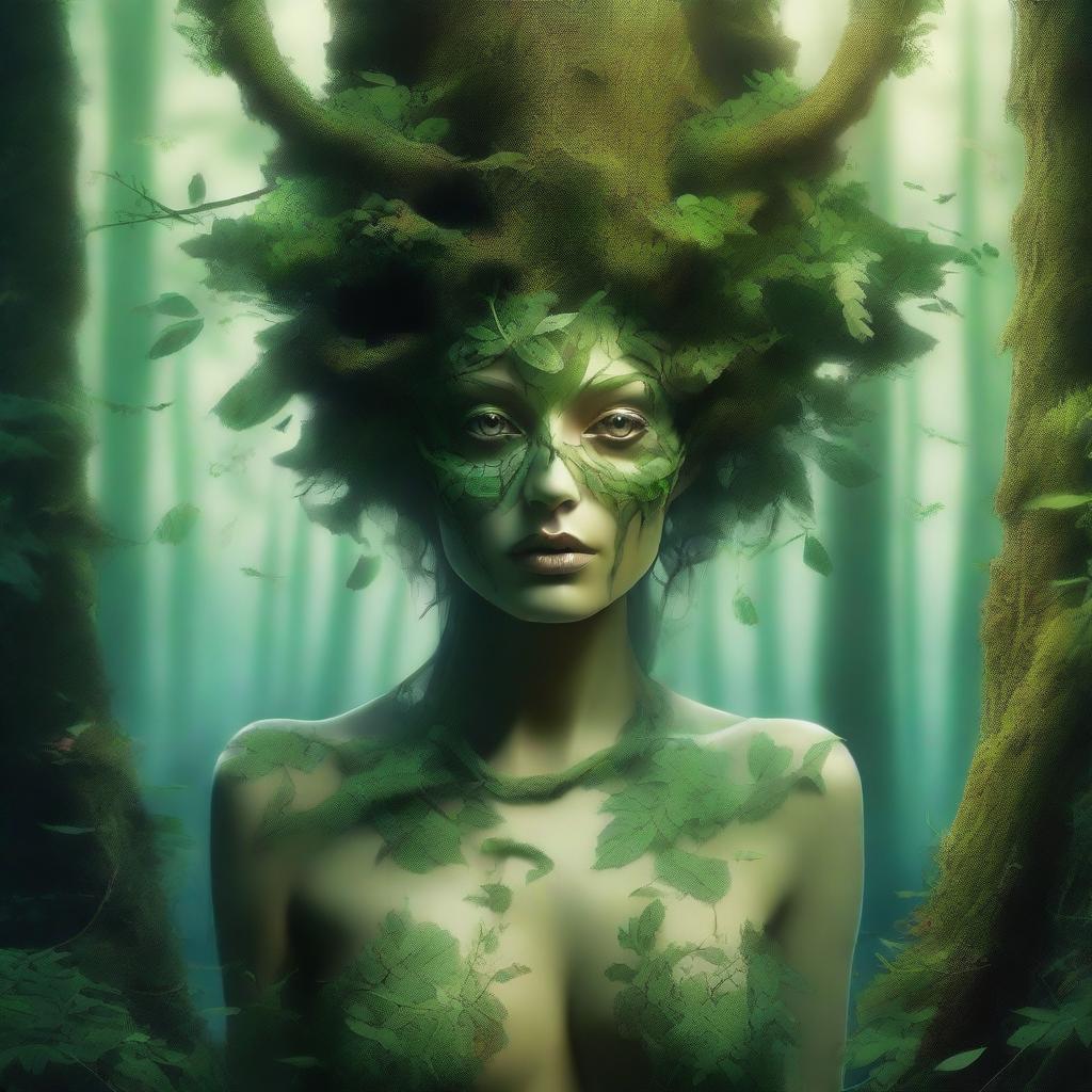 Generate an image of a dryad dealing drugs