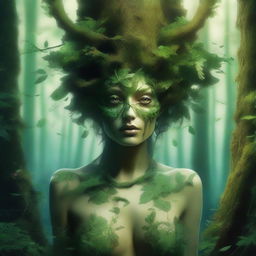 Generate an image of a dryad dealing drugs