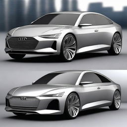 Generate an image of a futuristic Audi A6 concept car