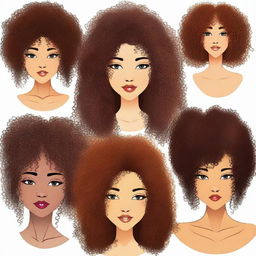 Create an image showcasing a variety of curly hair styles, also known as 'cachos'