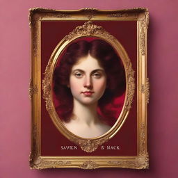 A book cover in burgundy red featuring the face of a woman with open-curled hair