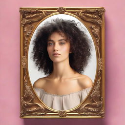 A book cover displaying a feminine woman with curly hair admiring herself in a neoclassical mirror