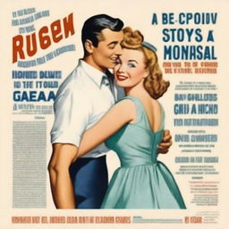 Generate a movie poster for a 1950s musical about the love story between a sailor and a seamstress