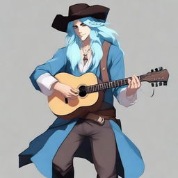 Generate an image of a male air genasi bard