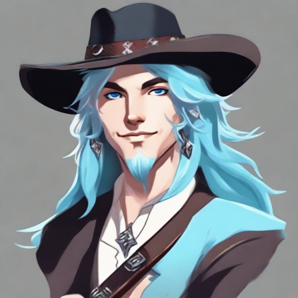 Generate an image of a male air genasi bard