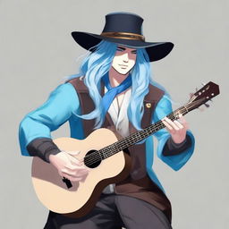 Generate an image of a male air genasi bard