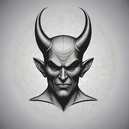 A linear vector design capturing indifference through a devil-themed figure, exhibiting blank expressions. The entire design crafted with sharp lines and geometrical patterns.