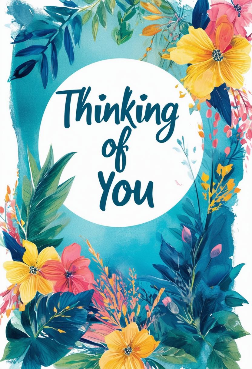 A thoughtful book cover design with the text 'Thinking of You'