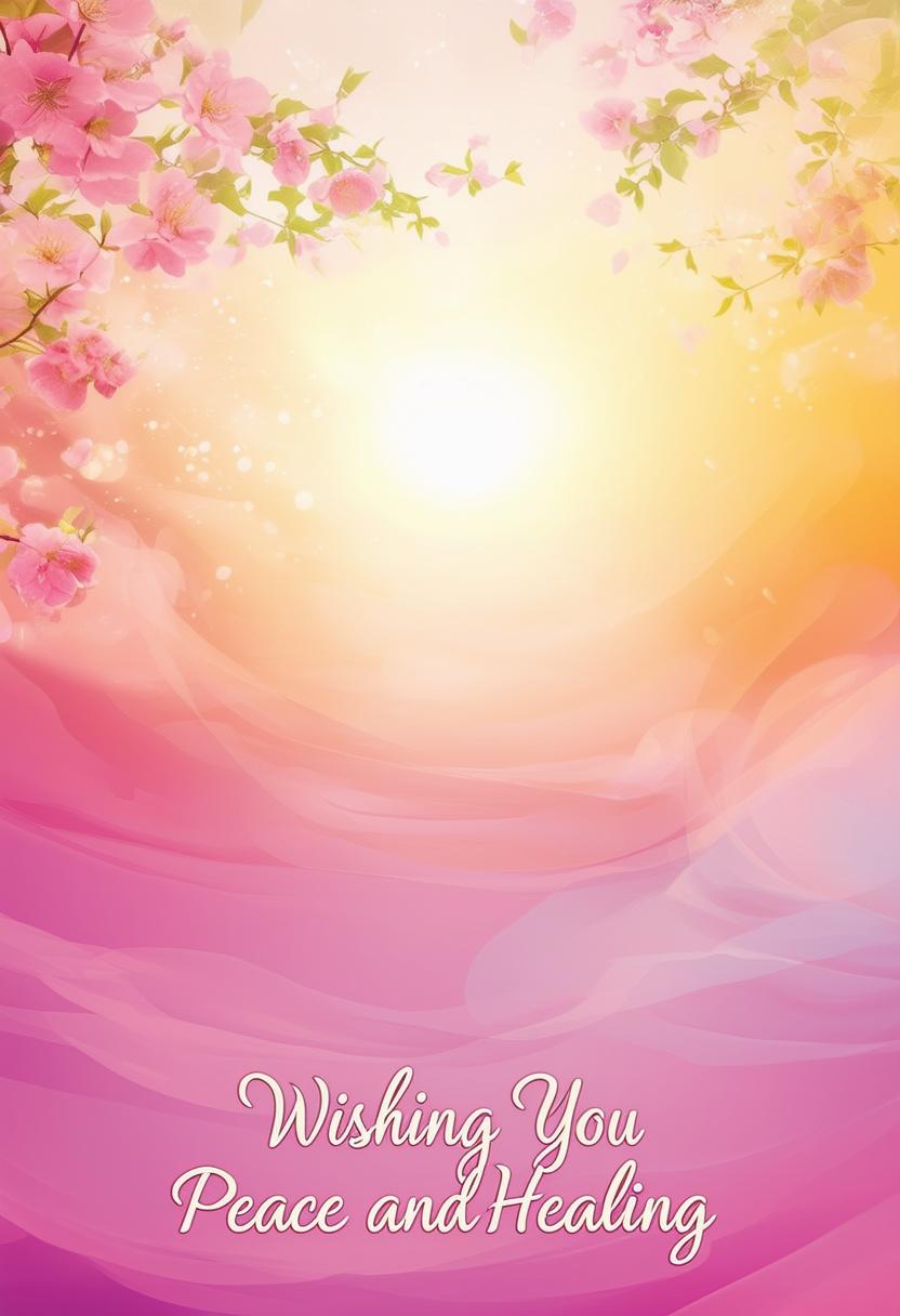 A peaceful book cover design with the text 'Wishing You Peace and Healing'