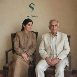 A contented couple sitting together on a chair, their names 'Subair' and 'Afrin' subtly designed and presented in the background.