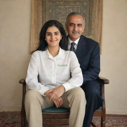 A contented couple sitting together on a chair, their names 'Subair' and 'Afrin' subtly designed and presented in the background.