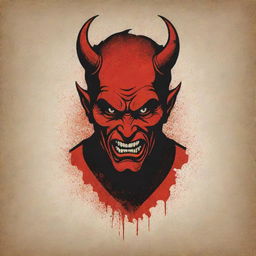 A distressed vector design featuring a devil-themed figure embodying indifference, marked by vigorous, rough lines and distressed textures to emphasize an edge.