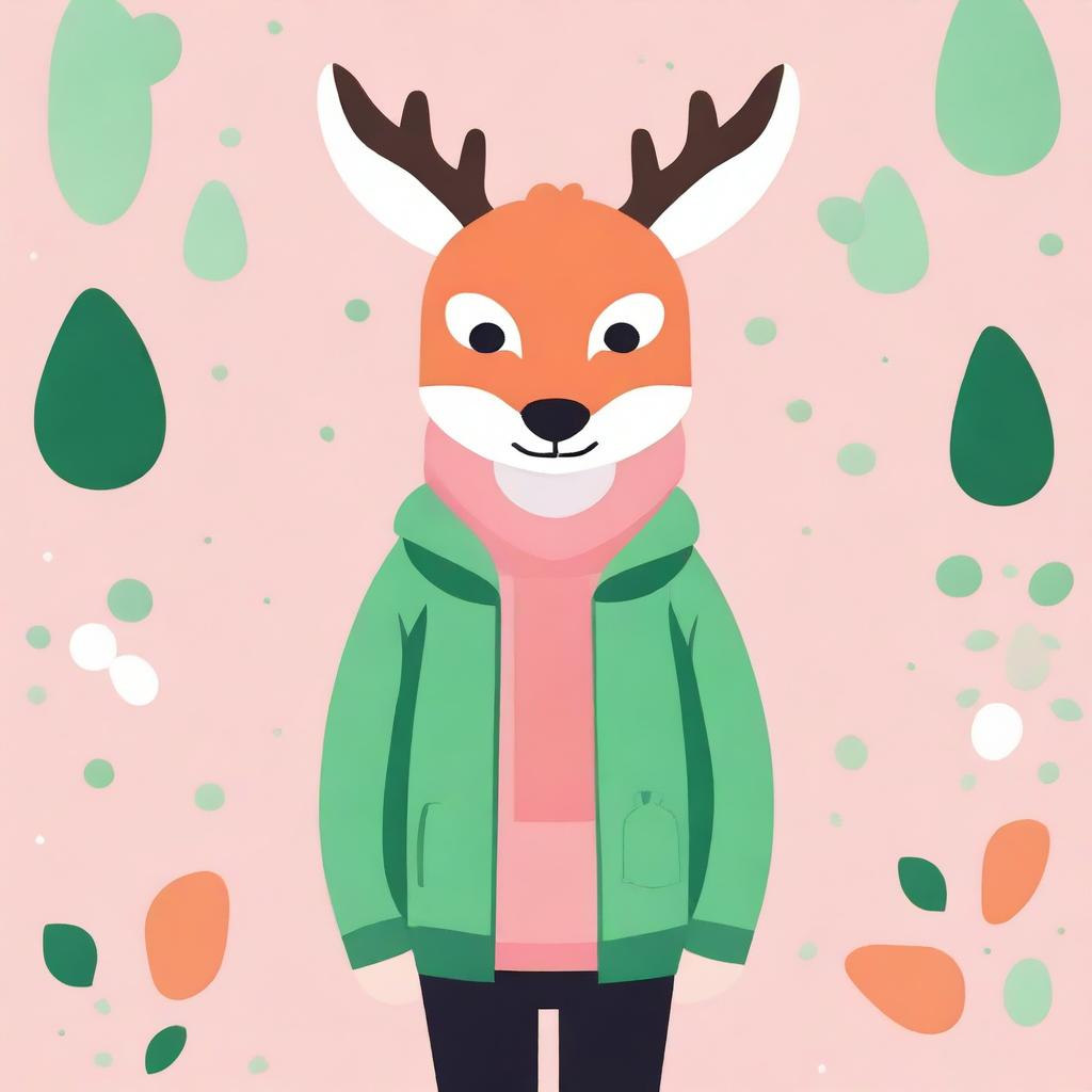 Generate an image featuring a boy who has characteristics of both a reindeer and a fox