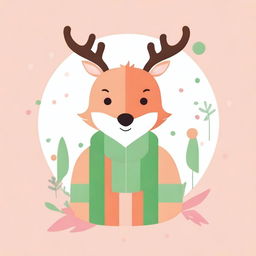 Generate an image featuring a boy who has characteristics of both a reindeer and a fox