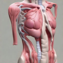 Generate an image of a simple, tasteful representation of the human anatomy focusing on the chest area