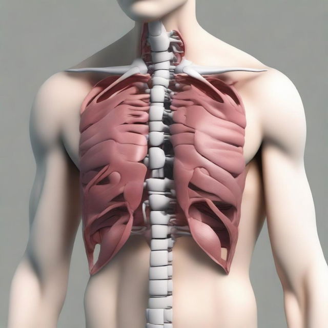 Generate an image of a simple, tasteful representation of the human anatomy focusing on the chest area