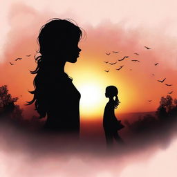 Create an image for a book cover featuring a young girl in silhouette