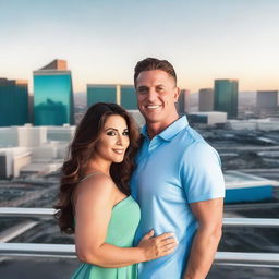 Create an image with the background of the Las Vegas skyline