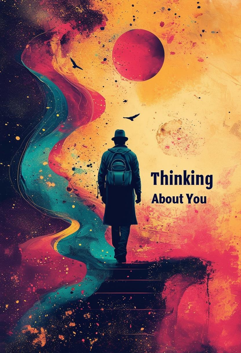 Create a captivating book cover design for 'Thinking About You' with an interesting background.