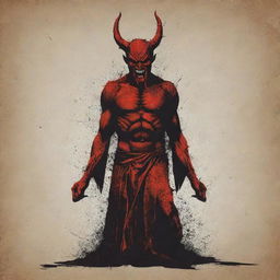 A distressed vector design portraying indifference through a Satan-themed figure, rendered with intense, rough lines and worn out textures to heighten the dramatic effect.