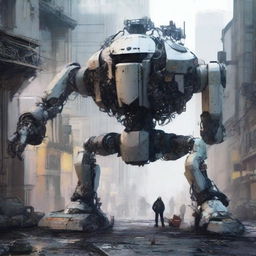 Depict a rebellion of machines, where robots and AI systems have taken control, creating a dystopian future filled with mechanical chaos and technological dominance