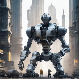 Depict a rebellion of machines, where robots and AI systems have taken control, creating a dystopian future filled with mechanical chaos and technological dominance