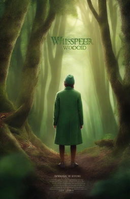 Create a high-definition movie poster for a fantasy movie titled 'Whisper Wood'