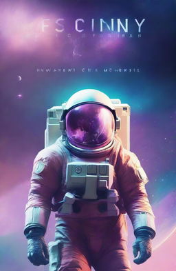 Create an epic pastel colored science fiction book cover titled "Destiny" featuring an astronaut.