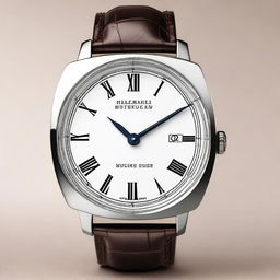 Create an image of a classic men's three-hand calendar window watch