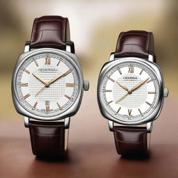 Create an image of a classic men's three-hand calendar window watch