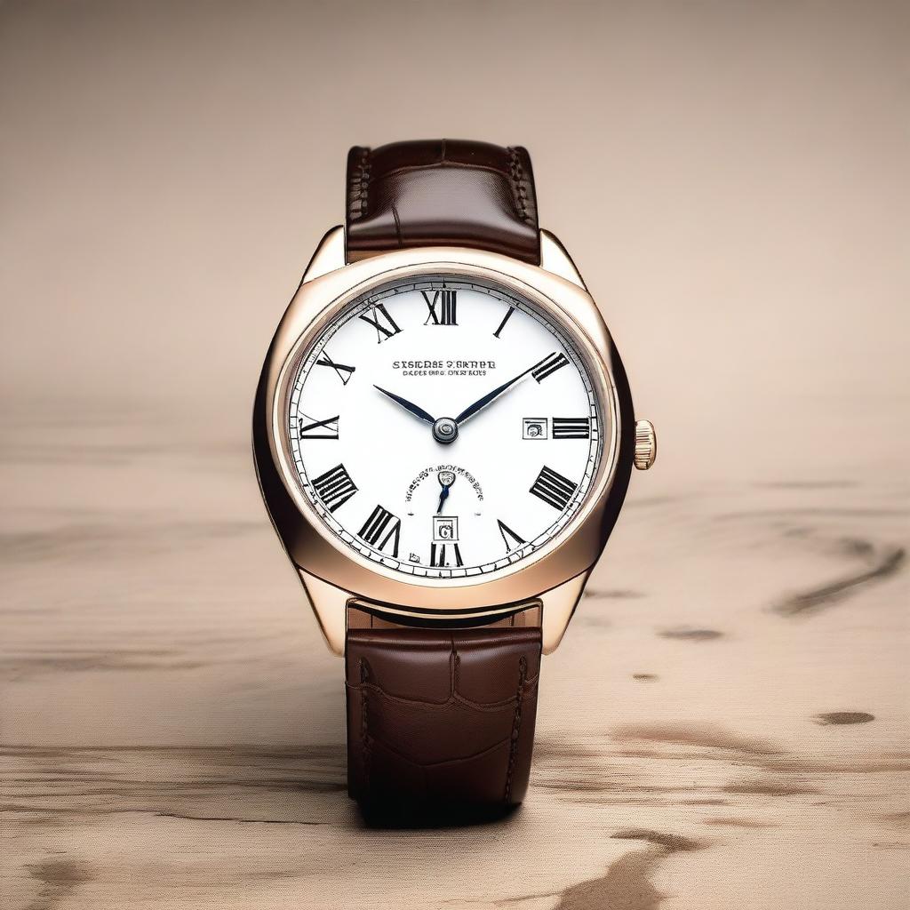 Create an image of a classic men's three-hand calendar window watch