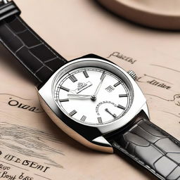 Create an image of a classic men's three-hand calendar window watch